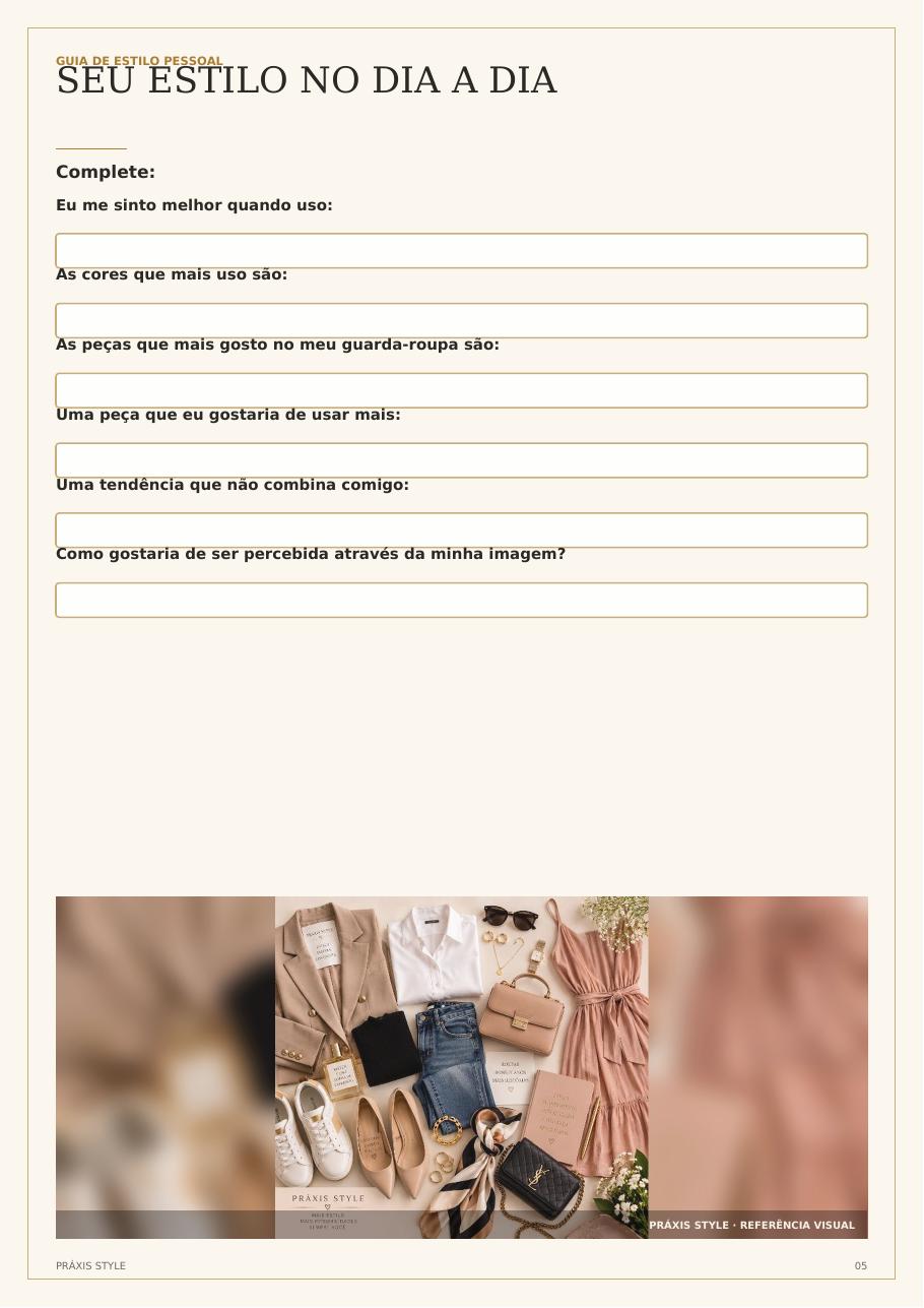 Seu estilo no dia a dia — exercício original para preencher